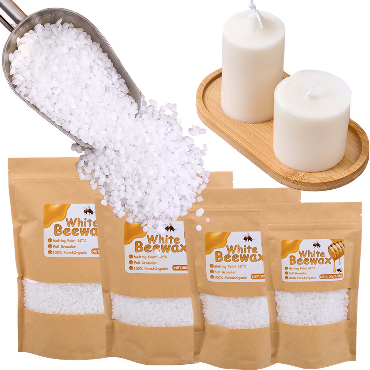 Candle Making Wicks - Cera de abelha branca pura natural