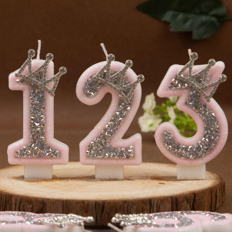 Velas digitais 0-9 rosa prata  - Paraffin Candle Wax avaliação e preço