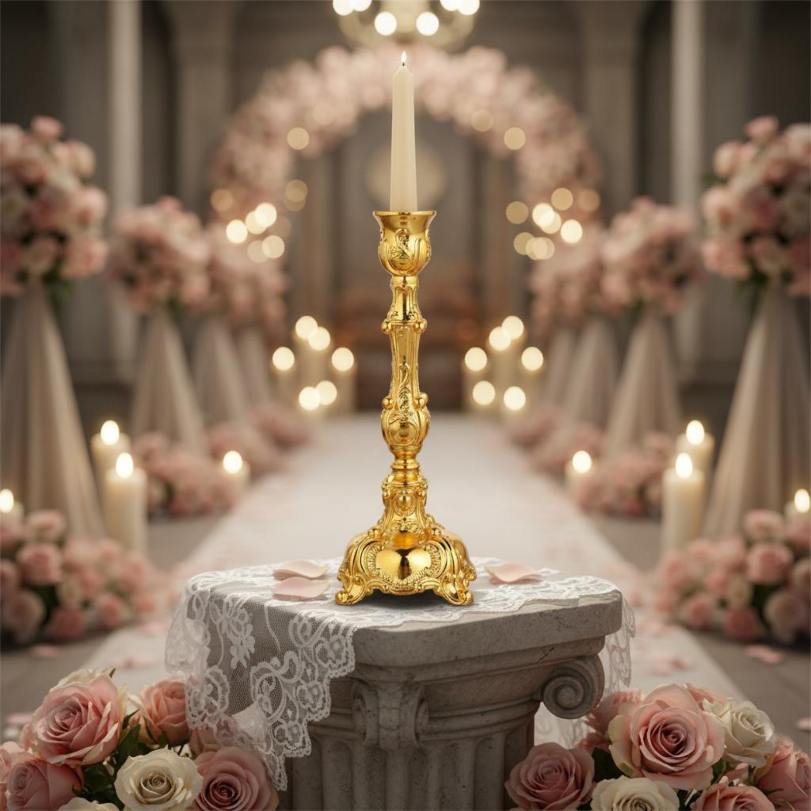Castiçal de Metal com Design E - Paraffin Candle Wax avaliação e preço